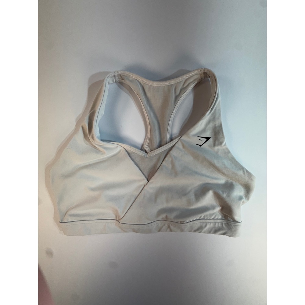Gymshark Womens Medium Light Gray Wrap Front Mesh Racerback Sports Bra B4A9K